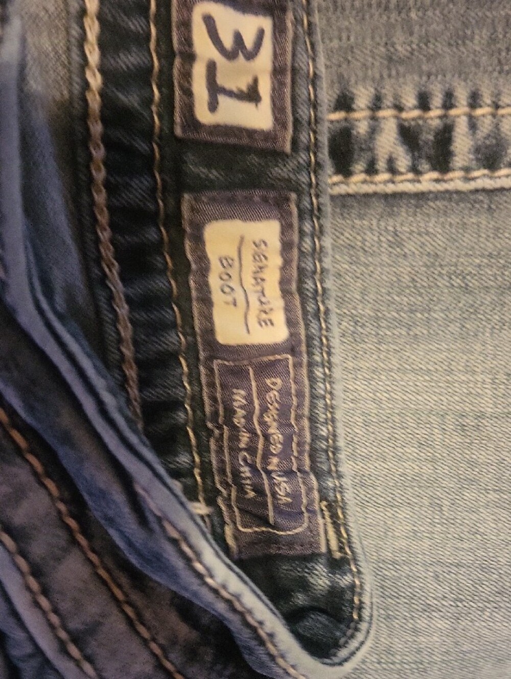 Miss Me Vintage Light Blue Bootcut Jeans with Silver Sequin Size 31 - Picture 6 of 12